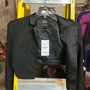 Zara black cropped blazer size XS brand new with tags